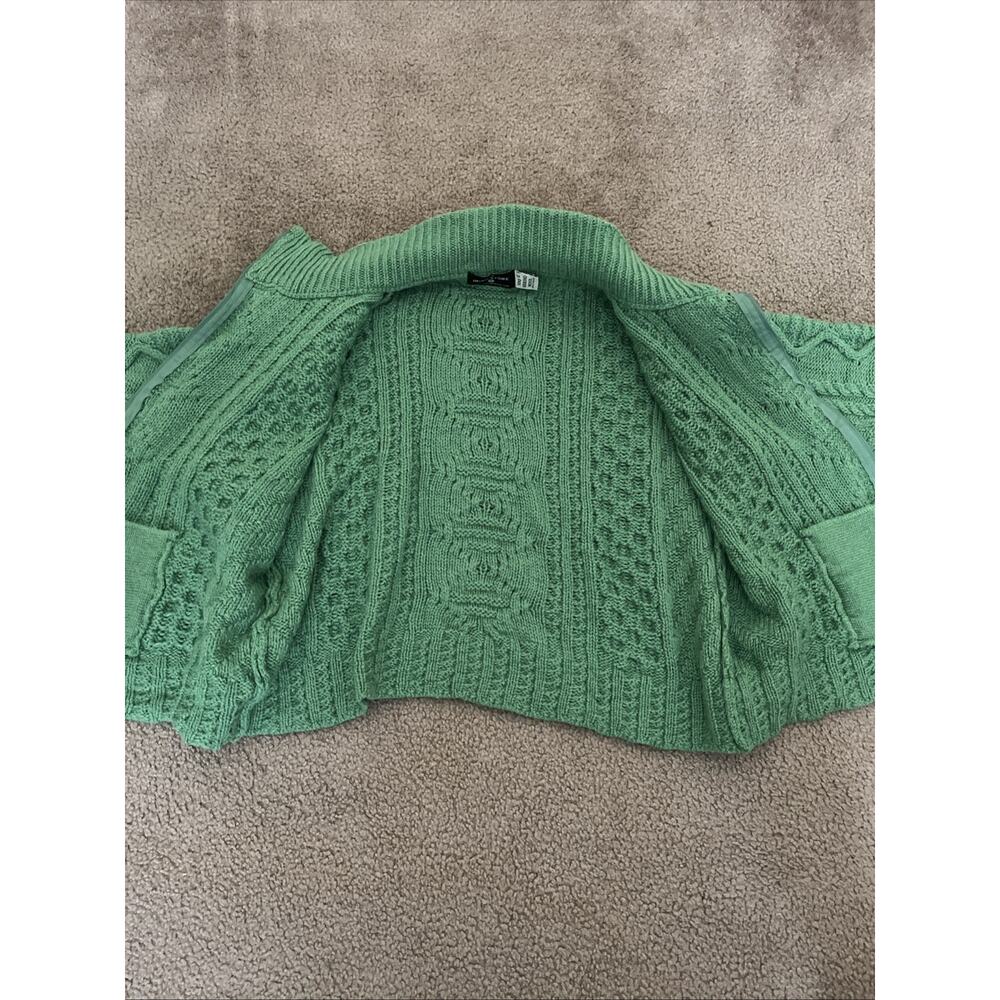 THE IRISH STORE Sweater Knit Full Zip Womans Large 100% Merino Wool Green - Picture 5 of 9